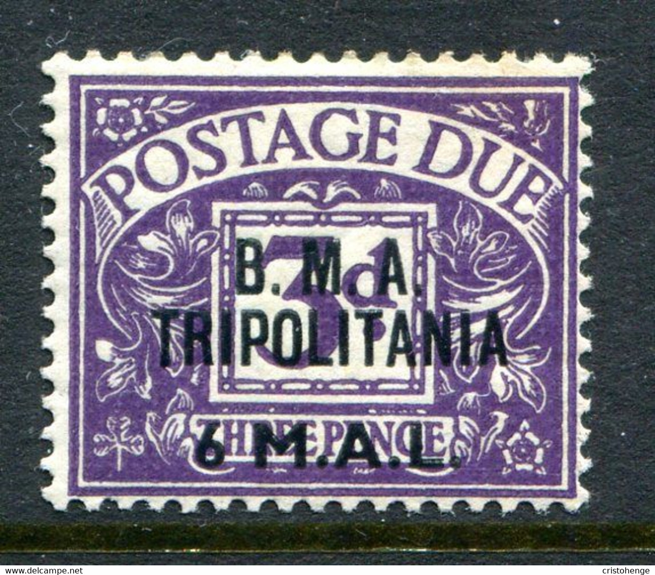 British Occ. Italian Colonies - Tripolitania - 1948 Postage Dues - B.M.A. - 6l On 3d Violet LHM (SG TD4) - Tripolitania