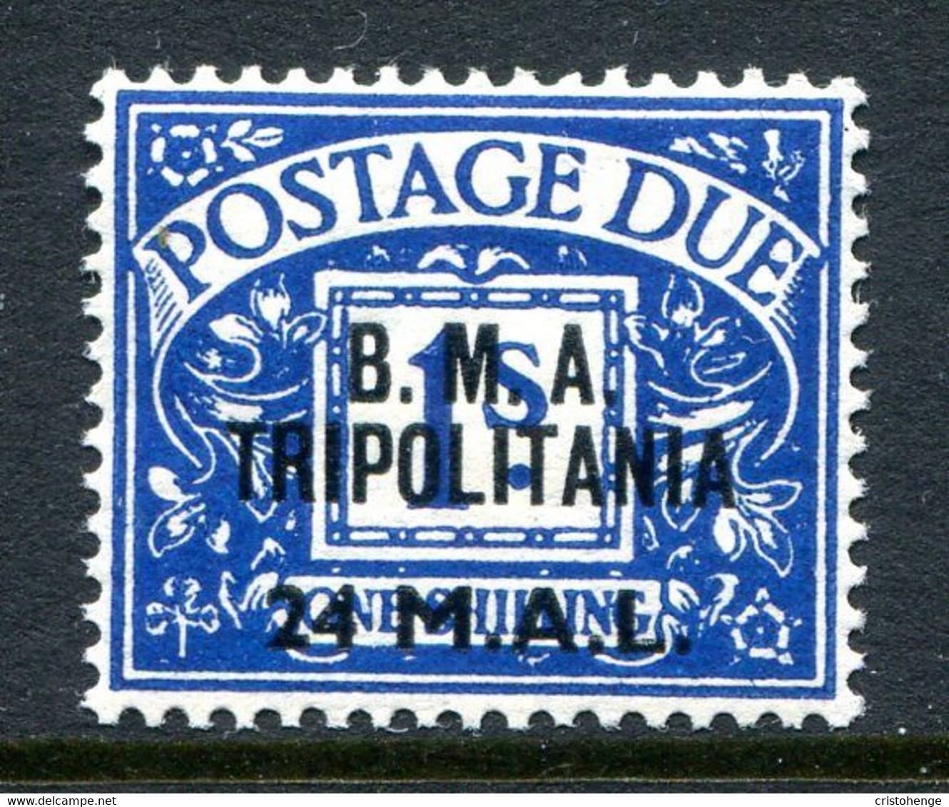 British Occ. Italian Colonies - Tripolitania - 1948 Postage Dues - B.M.A. - 24l On 1/- Deep Blue LHM (SG TD5) - Tripolitania