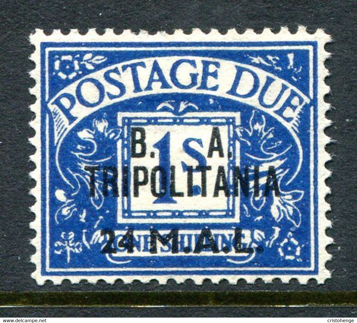 British Occ. Italian Colonies - Tripolitania - 1950 Postage Dues - B.A. - 24l On 1/- Deep Blue HM (SG TD10) - Tripolitania