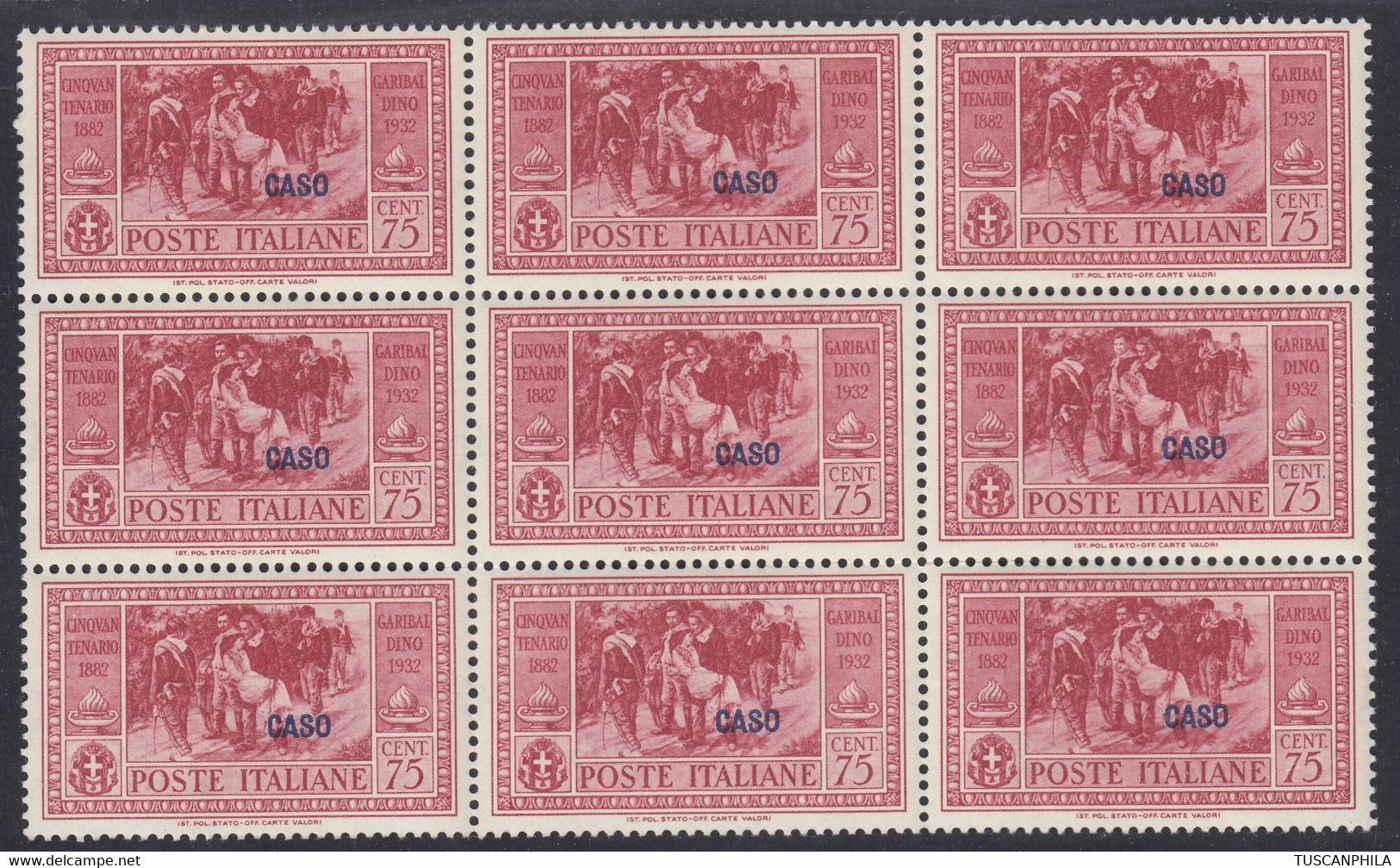 1932 Blocco Di 9 Valori Sass. 22 MNH** Cv 1260 - Ägäis (Caso)