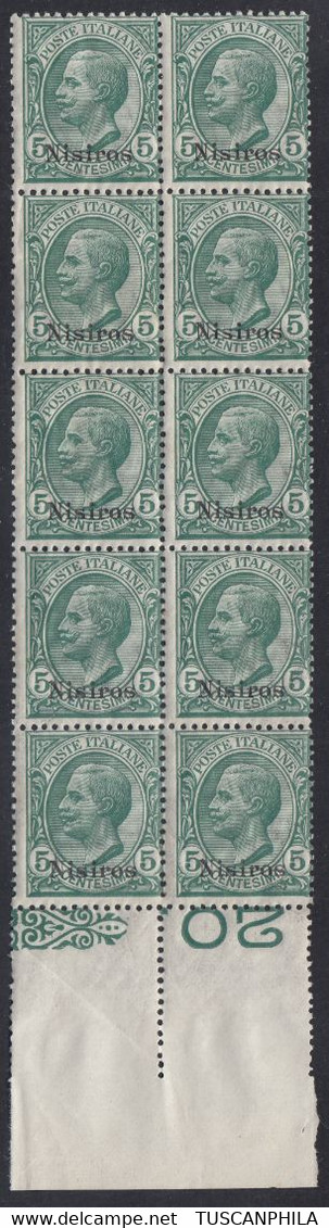 1912 Blocco Di 10 Valori BdF Sass. 2 MNH** Cv 150 - Egeo (Nisiro)