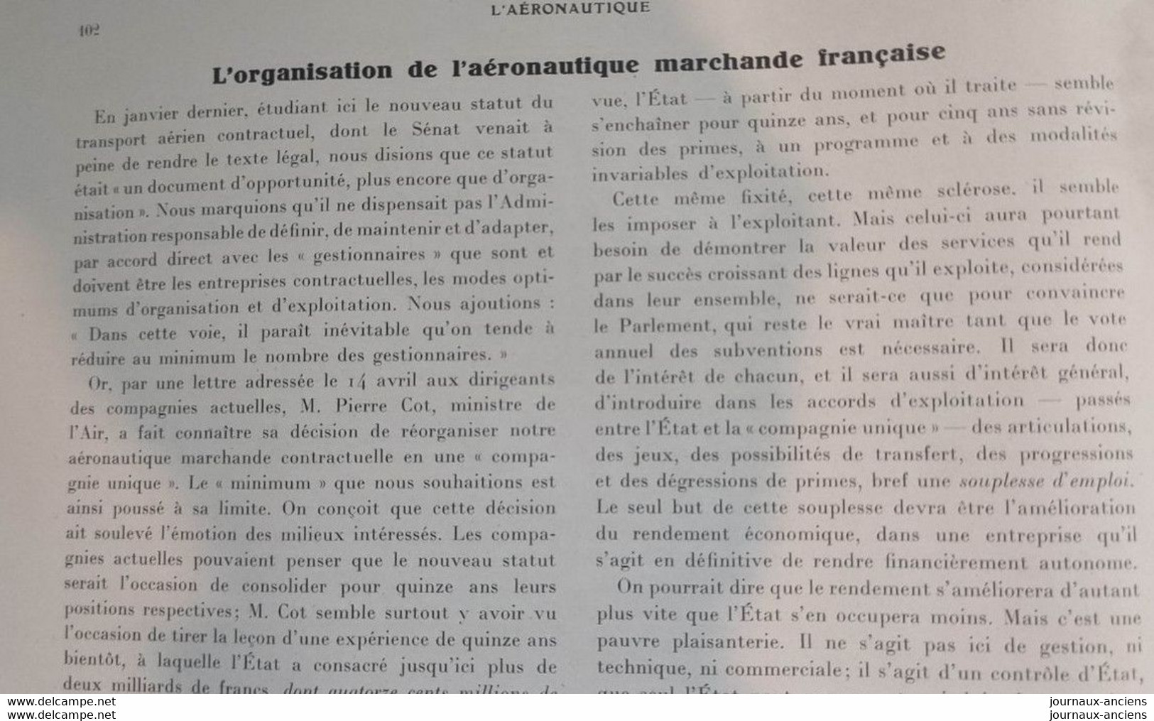 1933 AVIATION - REVUE L'AÉRONAUTIQUE - L'AÉRONAUTIQUE MARCHANDE - HANRIOT 110 - MACCHI-FIAT 2800