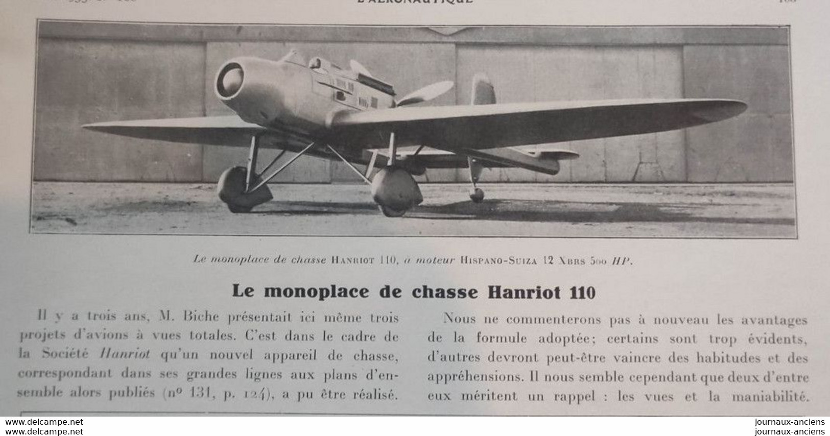 1933 AVIATION - REVUE L'AÉRONAUTIQUE - L'AÉRONAUTIQUE MARCHANDE - HANRIOT 110 - MACCHI-FIAT 2800