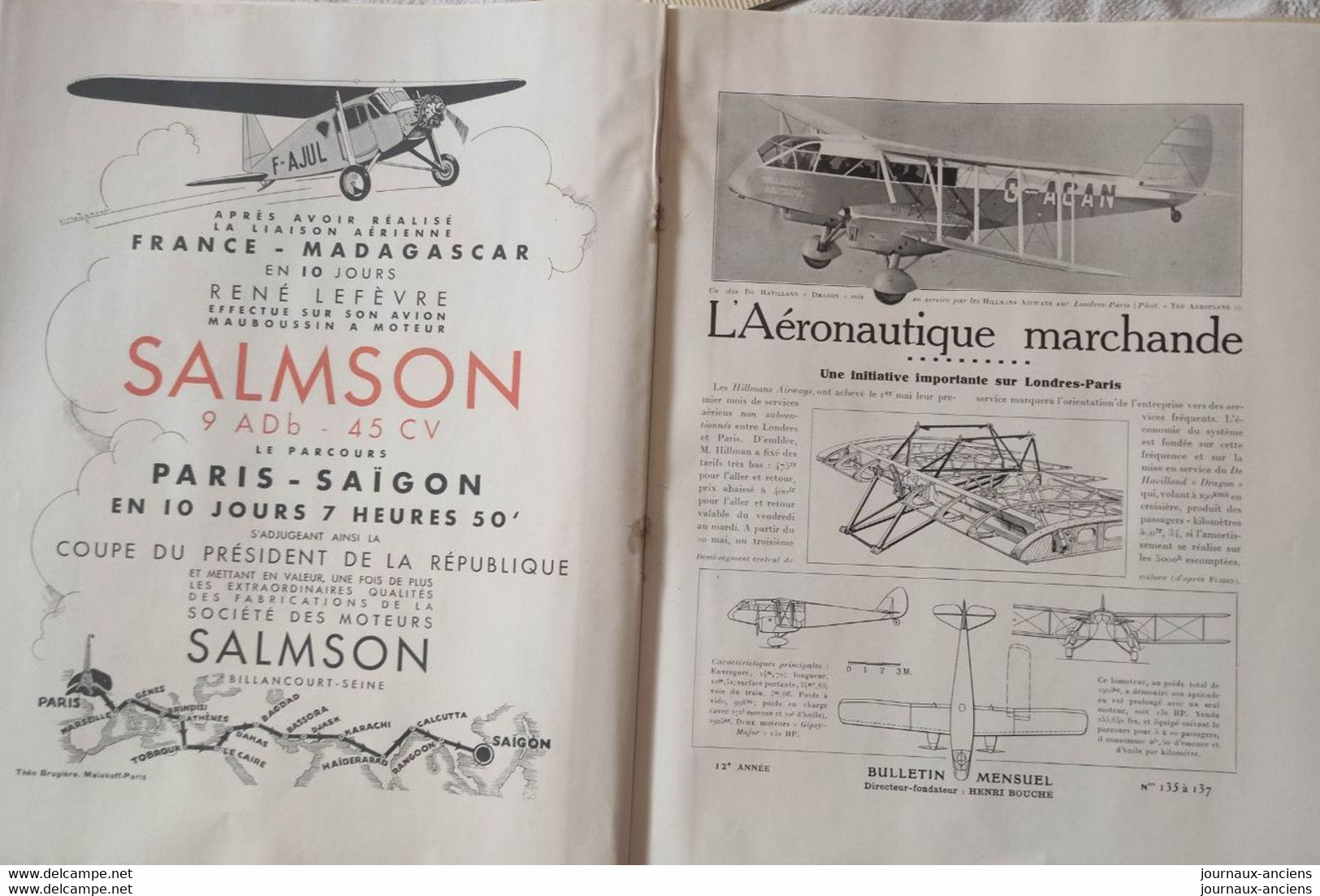 1933 AVIATION - REVUE L'AÉRONAUTIQUE - L'AÉRONAUTIQUE MARCHANDE - HANRIOT 110 - MACCHI-FIAT 2800