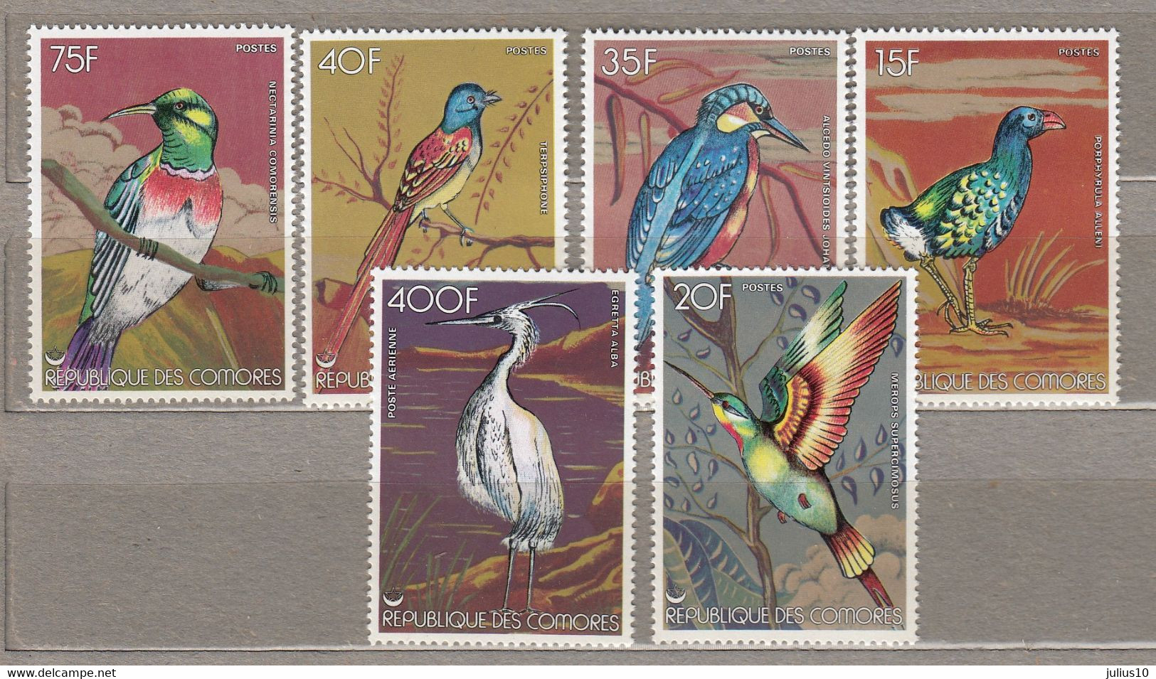 Birds Oiseaux Vögel Comoros 1978 Mi 377-385 Yv 195-199-A130 Sc 285-290 MNH(**) #33393 - Andere & Zonder Classificatie