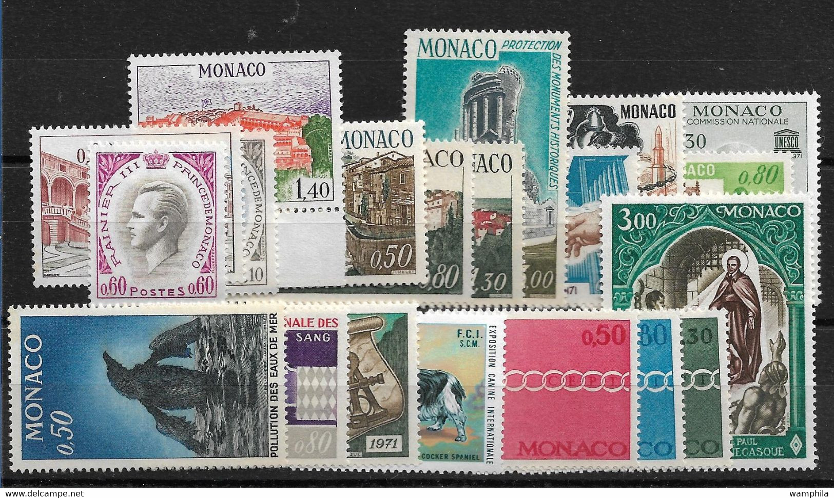 Monaco Année Complète 1971, 20 Timbres**/ Neufs Sans Charnière. Cote 50€. - Komplette Jahrgänge