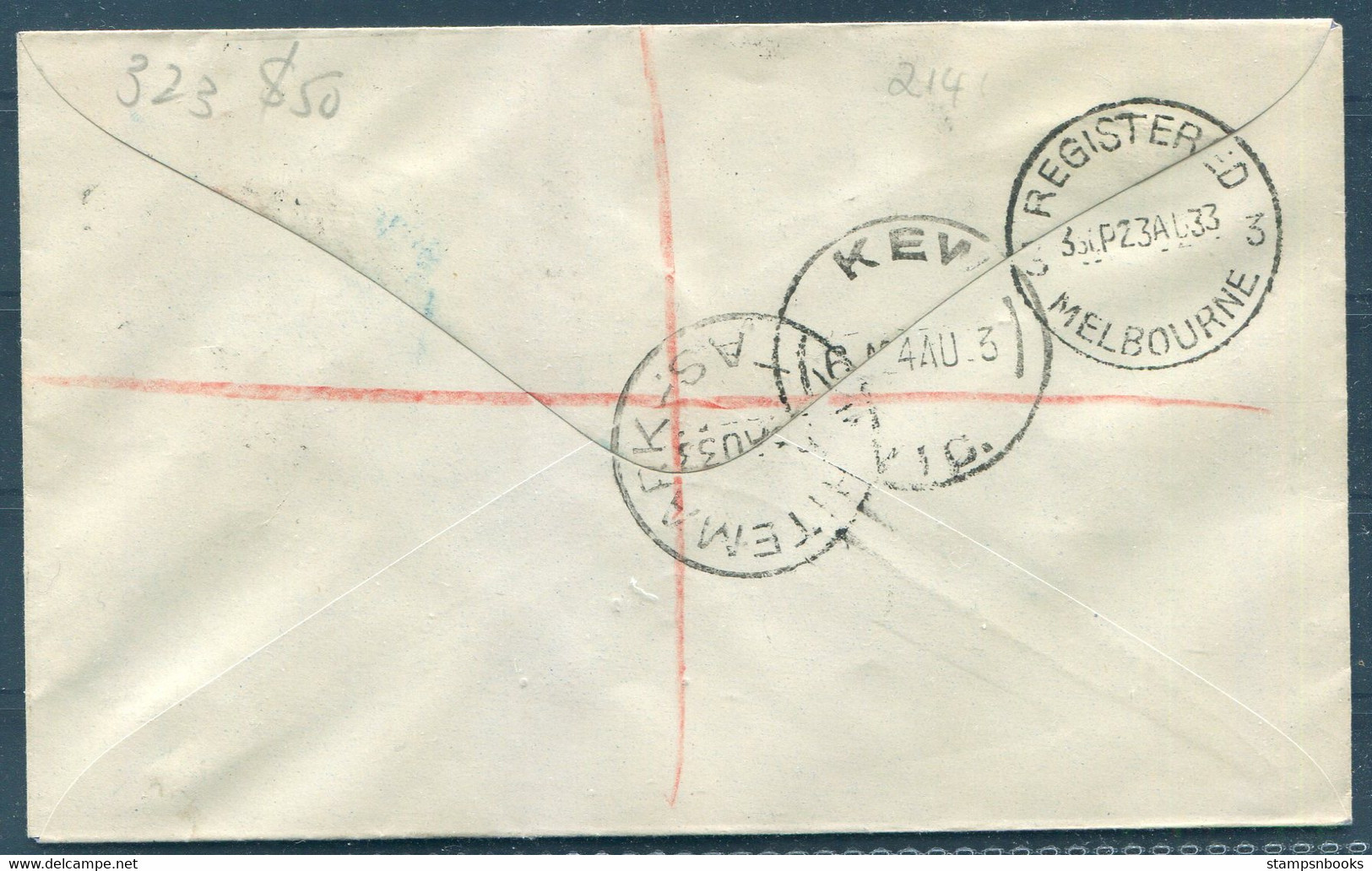 1933 Australia Registered Whitemark Flinders Island - Melbourne First Flight Cover AAMC 323 - Primi Voli