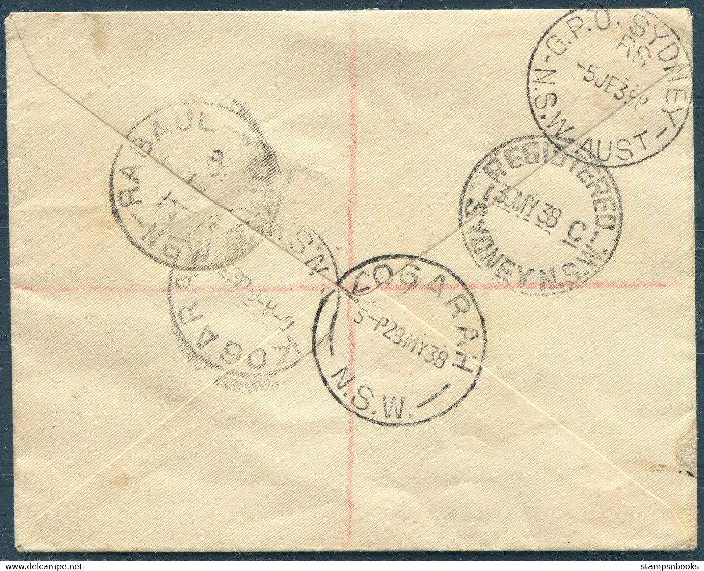 1938 Australia Kogarth Registered, Sydney - Rabaul New Guinea - Sydney First Flight Cover - Premiers Vols