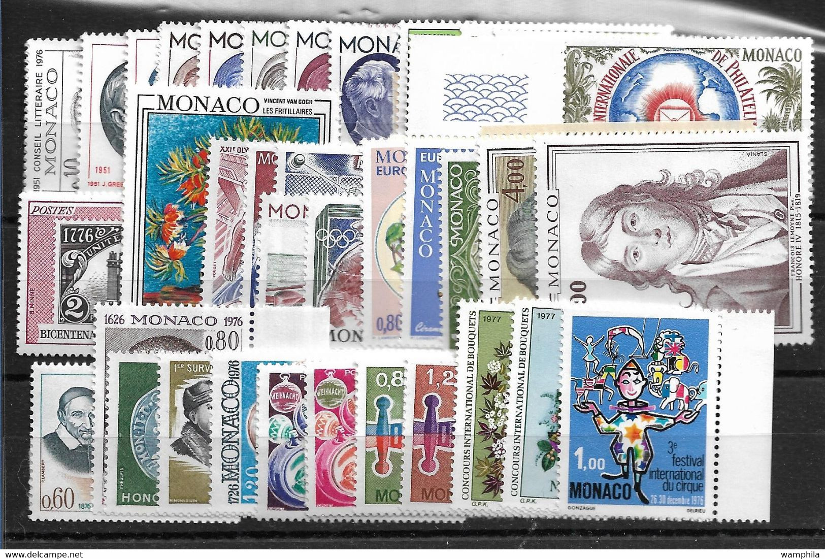 Monaco Année Complète 1976, 36 Timbres**/ Neufs Sans Charnière. Cote 70€. - Volledige Jaargang