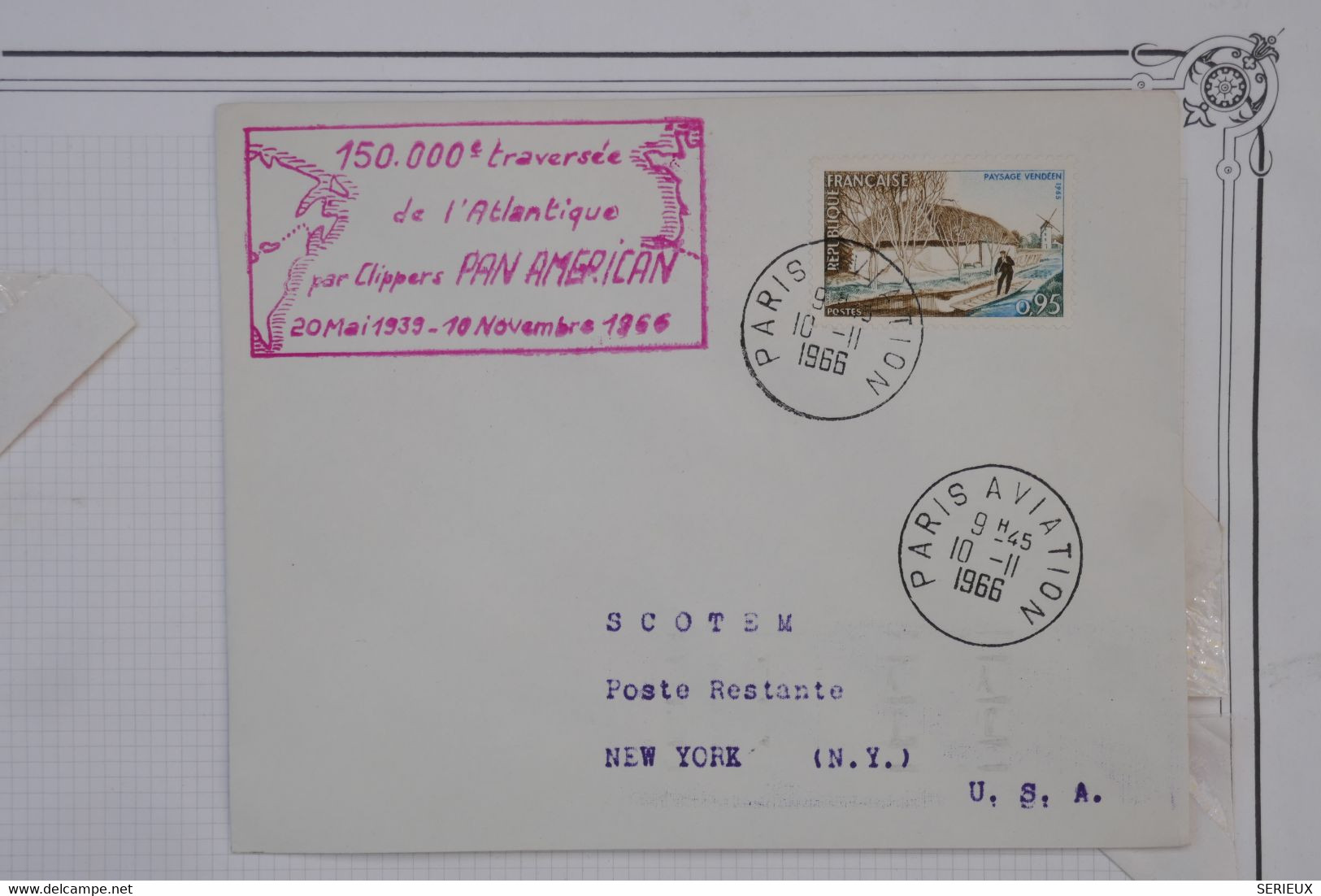 AR18  FRANCE BELLE LETTRE  1966 PARIS NEW YORK USA PAR CLIPPER PAN AMERICAN  ++ AFFRANCH. PLAISANT - 1960-.... Briefe & Dokumente