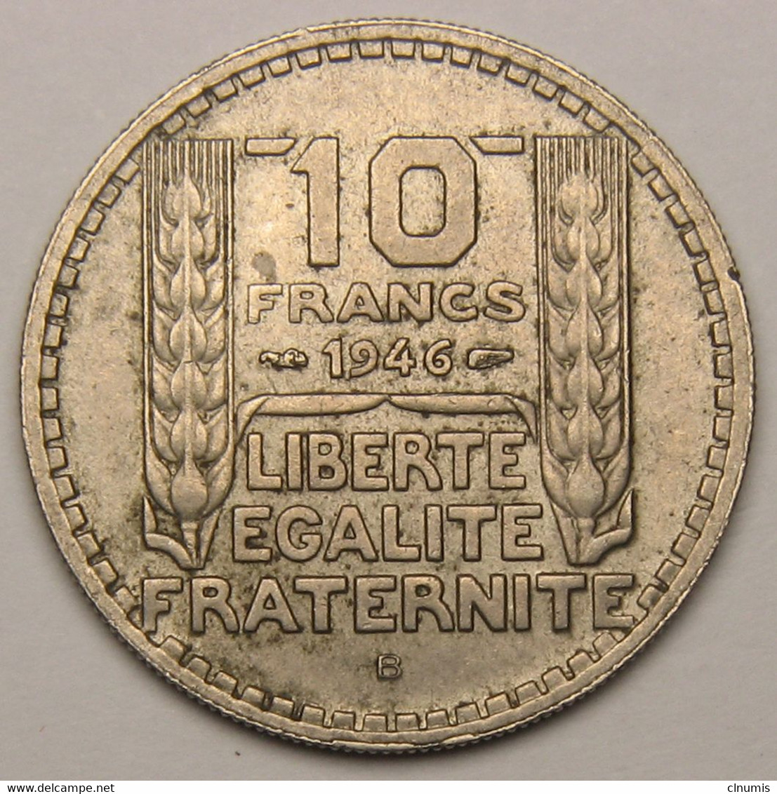 10 Francs Turin Grosse Tête, Rameaux Courts, 1946 B (Beaumont-le-Roger), Cupro-nickel - Gouvernement Provisoire - 10 Francs