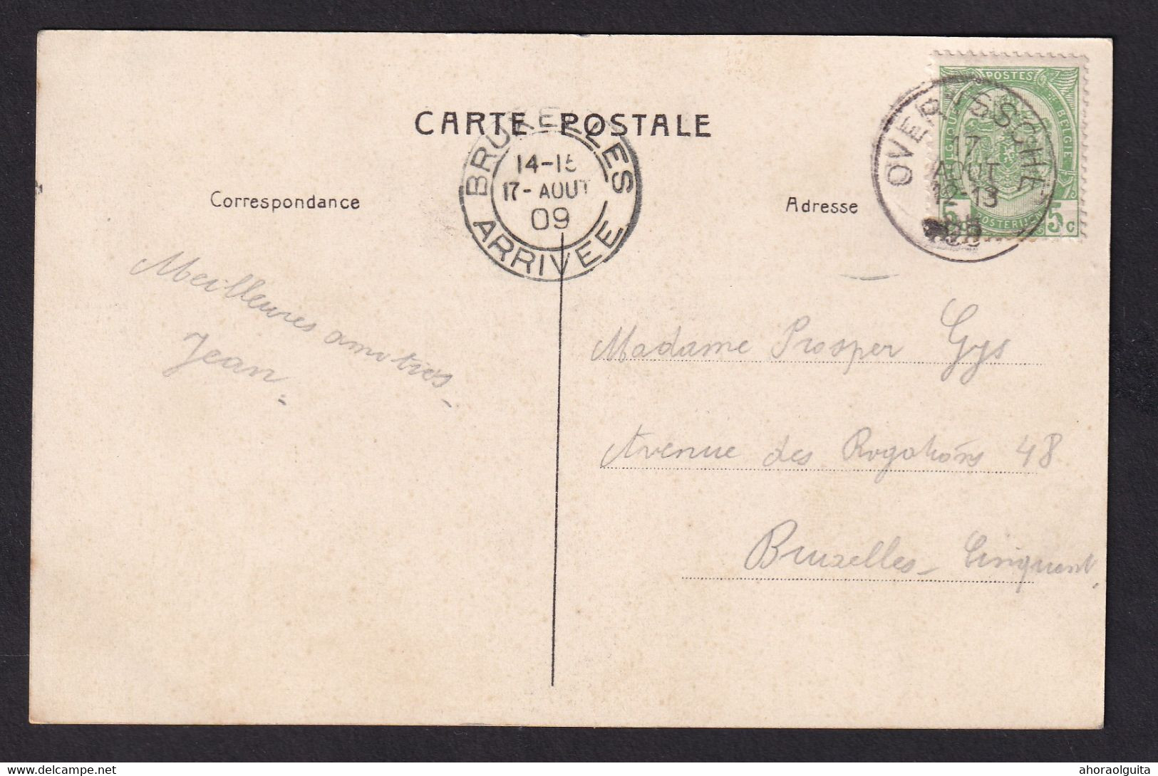 DDBB 880 - Carte-Vue OVERYSSCHE - Maison De Juste Lipse, Edit. Vandendael, Overyssche - TP Armoiries 1909 - Overijse