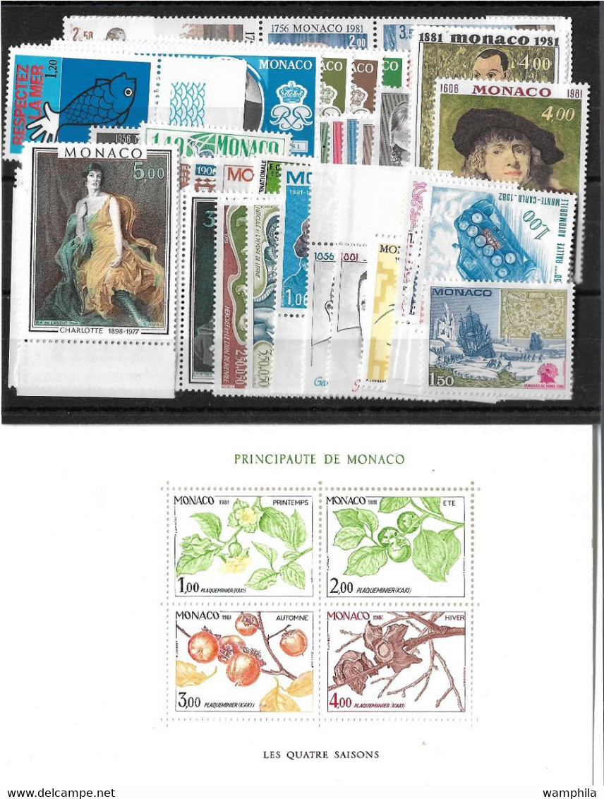 Monaco Année Complète 1981, 42 Timbres**/ Neufs Sans Charnière. Cote 112€. - Années Complètes