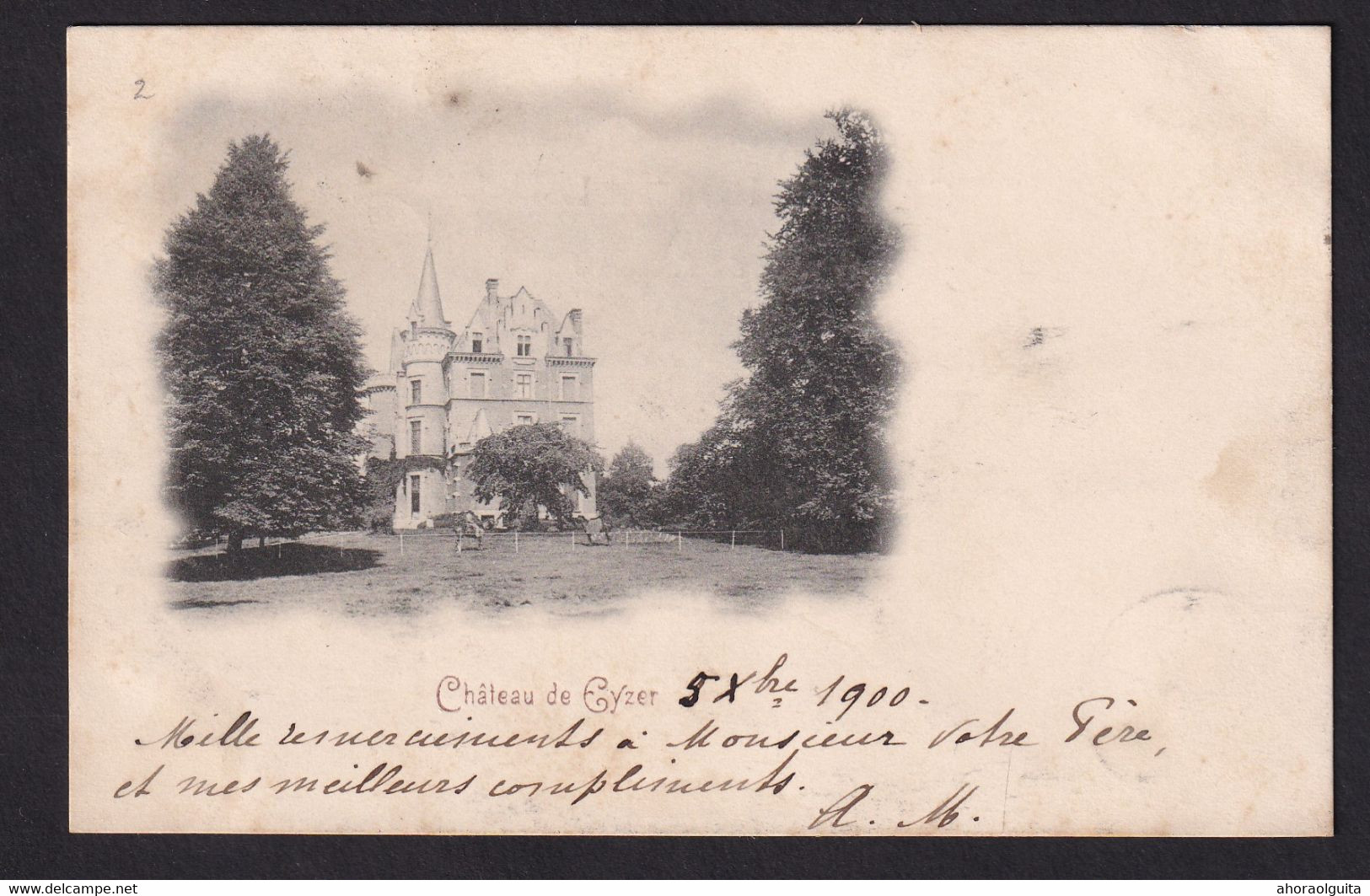 DDBB 887 - Carte-Vue OVERYSSCHE - Chateau De EYZER, TP Armoiries Circulée En 1900 - Overijse