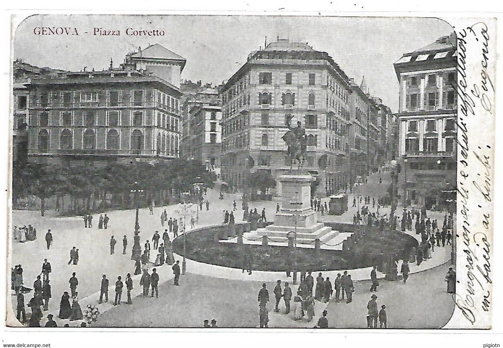 GE342 -  GENOVA - PIAZZA CORVETTO - F.P. VIAGGIATA 1905 - Genova (Genoa)