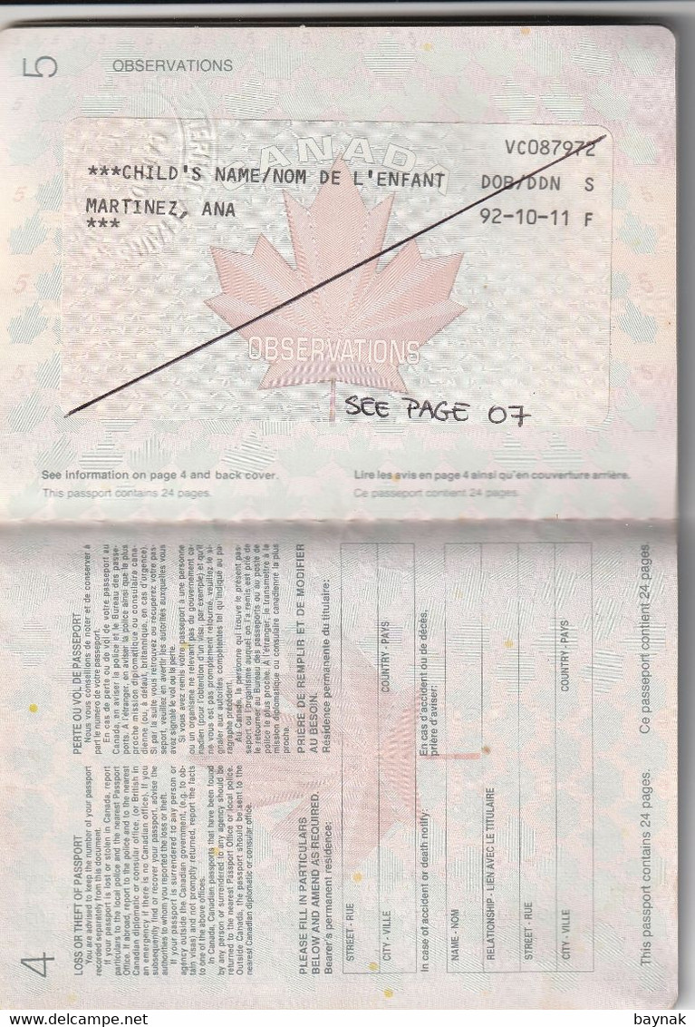 Q9A  --  PASSPORT   --  CANADA  --  1995 - Documentos Históricos