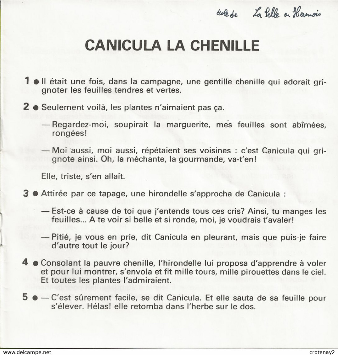 CONTE Pour Enfants CANICULA La CHENILLE composé de 27 Diapos ou Diapositives avec texte racontant l'histoire