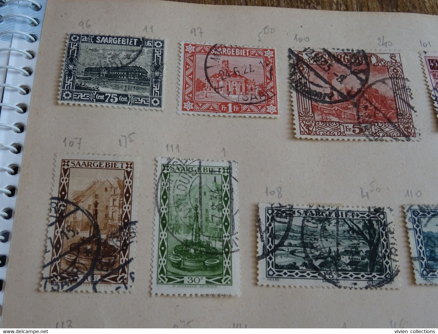 Sarre 2 pages de timbres oblitérés dont bonnes valeurs