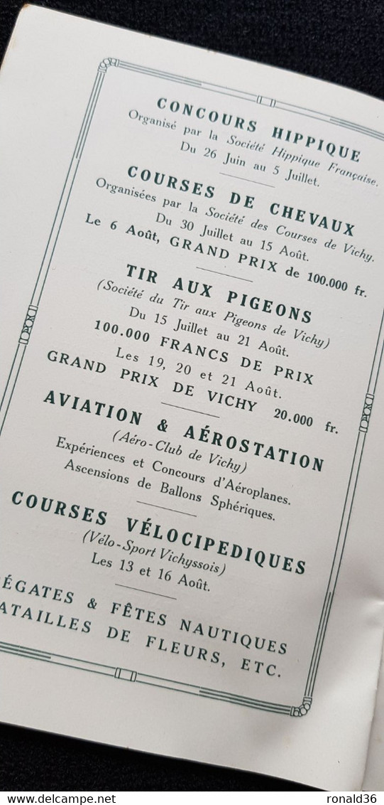 03 Allier VICHY illustration Casino saison 1911 Programme Artistique concert danse plan du théatre golf tennis escrime