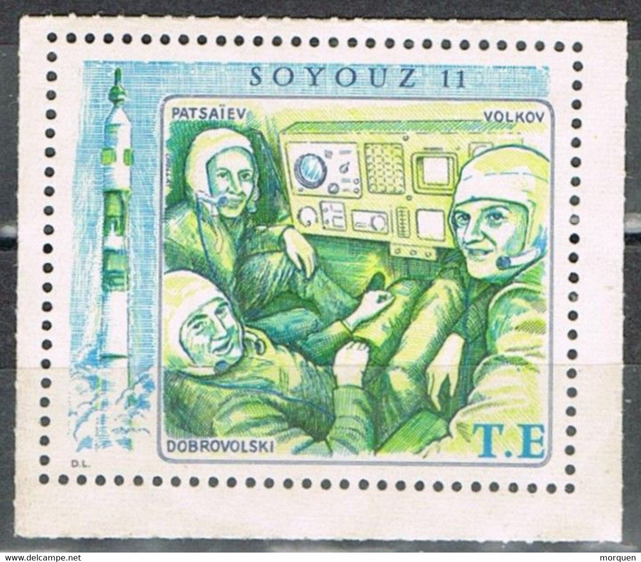Sello Viñeta Label FRANCE T.E. Timbres D'evenements, Nave Espacial SOYOUZ 11, Astronautas ** - 1999-2009 Illustrated Franking Labels
