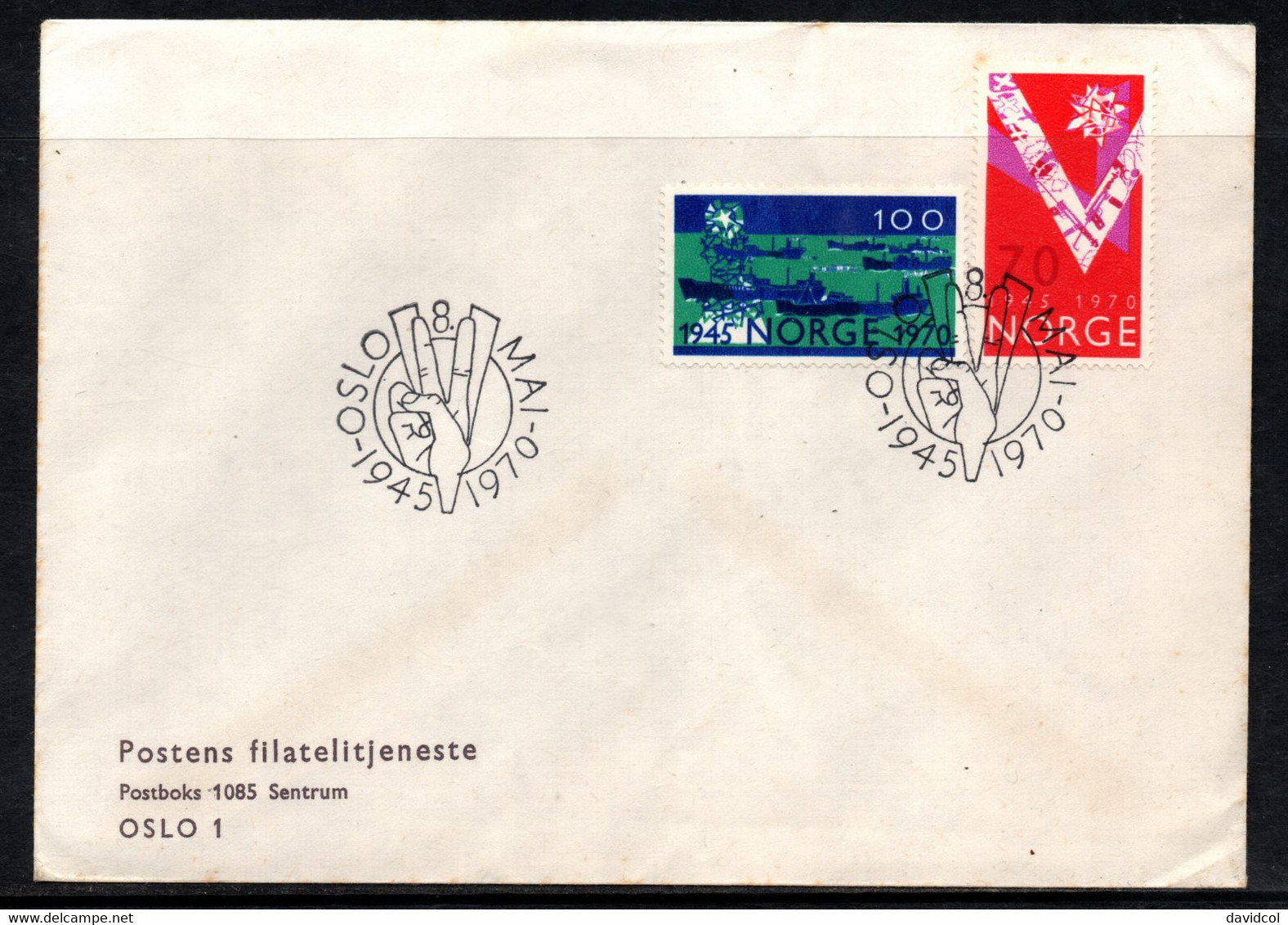 CA190- COVERAUCTION!!! - NORWAY 1970 - OSLO 8-5-70- NORWAY LIBERATION FROM THE GERMANS, 25TH ANNIVERSARY - Covers & Documents