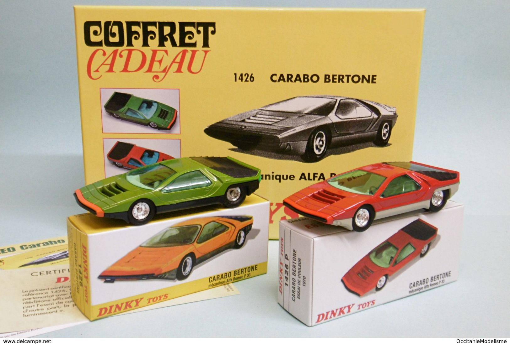 Dinky Toys / Atlas - Coffret 2 CARABO BERTONE 1970 Mécanique Alfa Roméo Réf. 1426 Neuf NBO 1/43 - Dinky