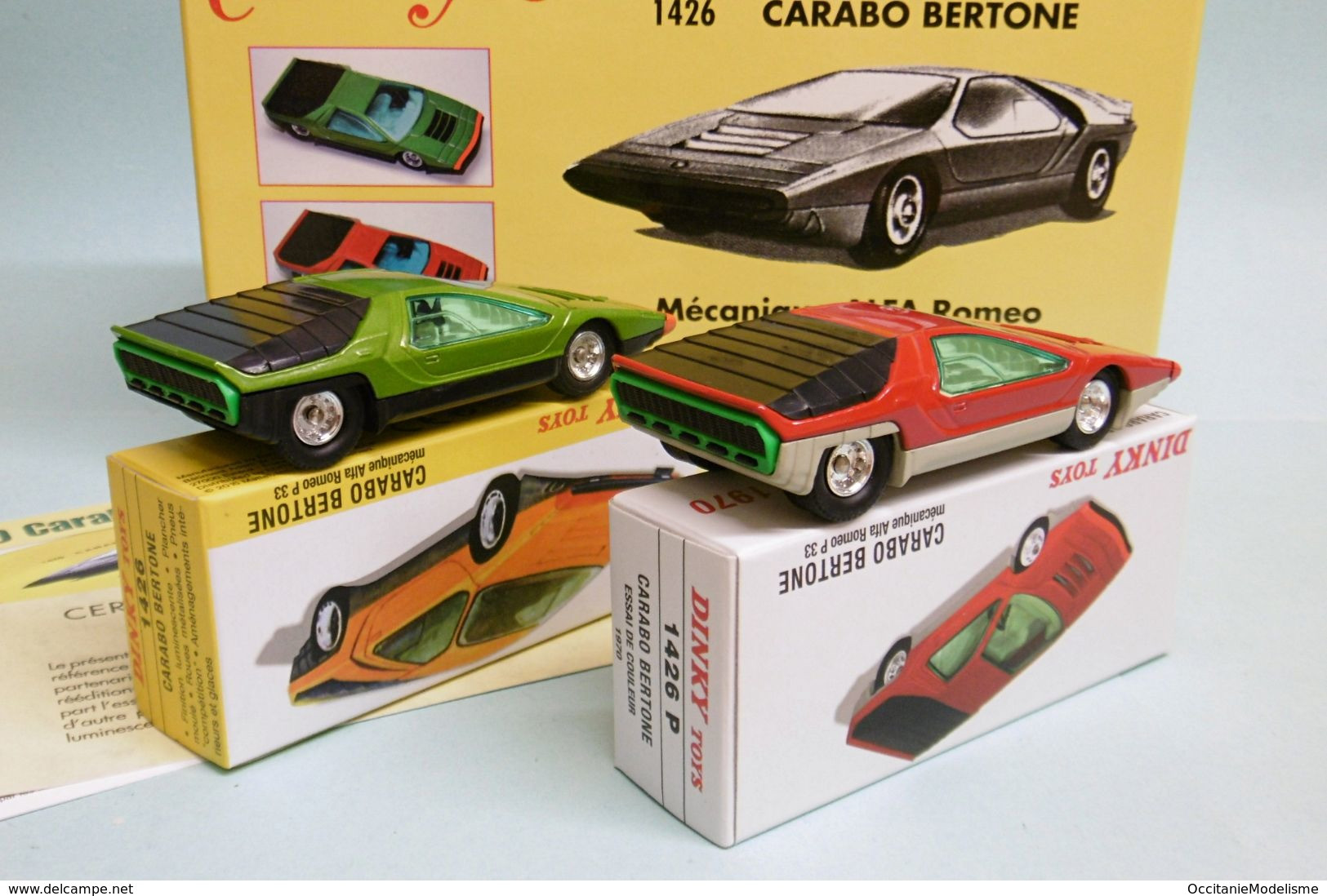 Dinky Toys / Atlas - Coffret 2 CARABO BERTONE 1970 Mécanique Alfa Roméo Réf. 1426 Neuf NBO 1/43 - Dinky