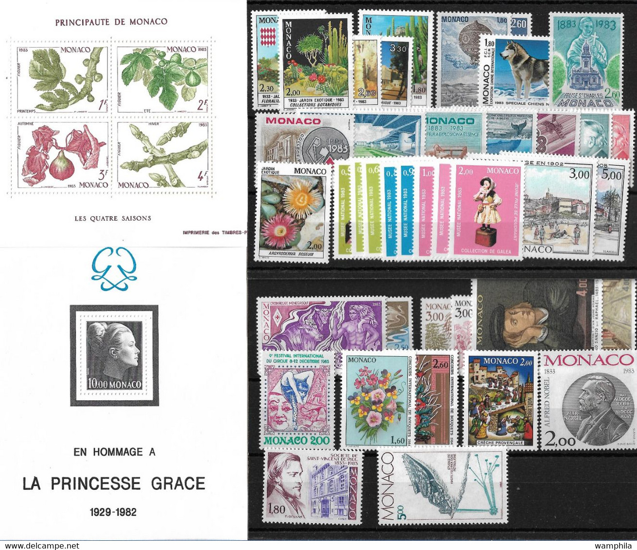 Monaco Année Complète 1983, 45 Timbres**/ Neufs Sans Charnière. Cote 119€. - Full Years