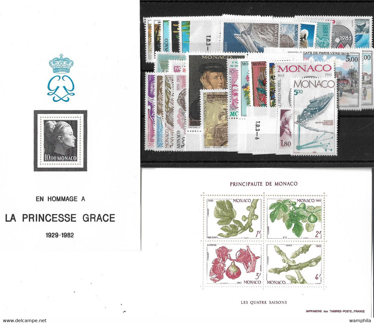 Monaco Année Complète 1983, 45 Timbres**/ Neufs Sans Charnière. Cote 119€. - Full Years