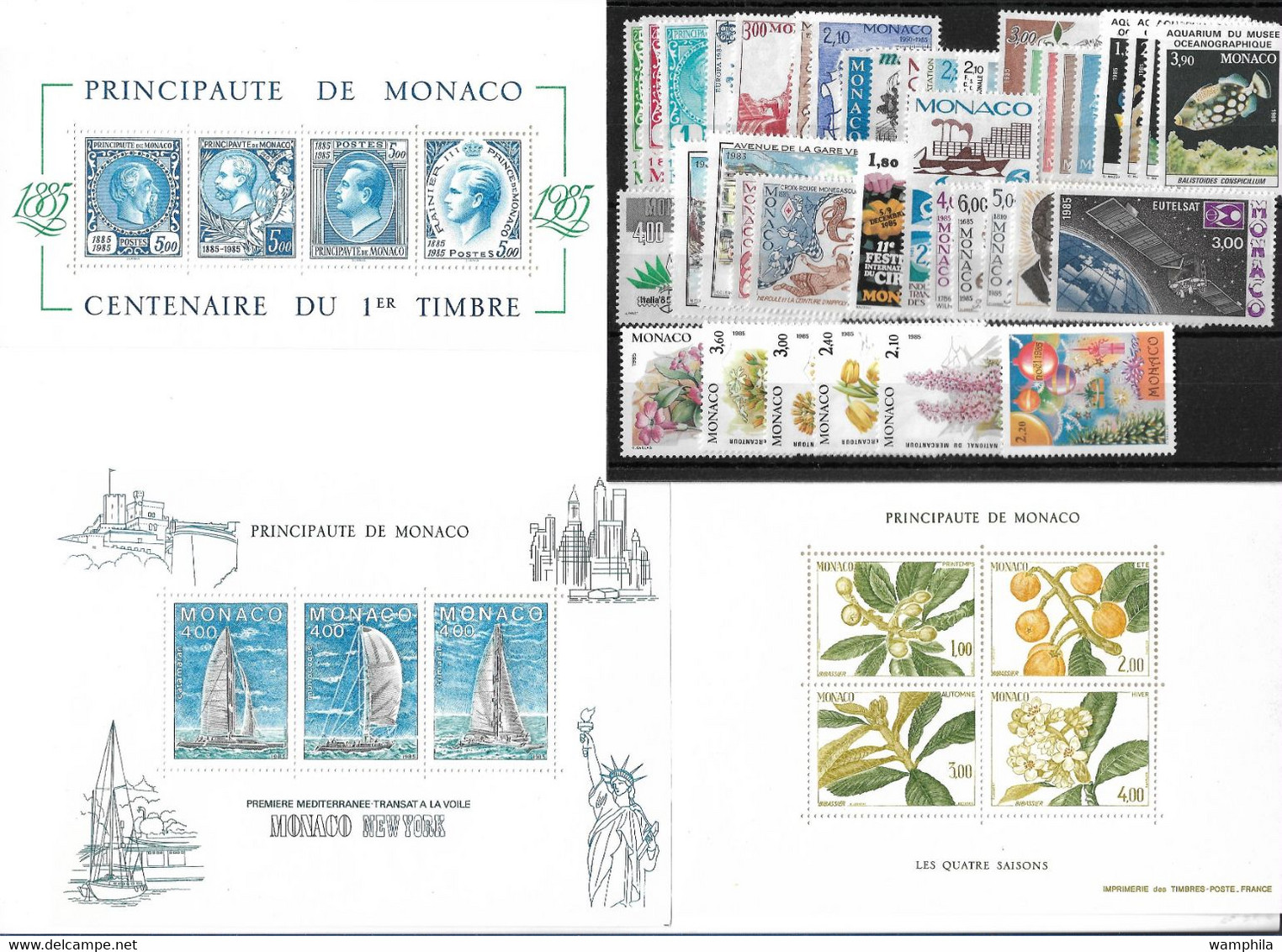 Monaco Année Complète 1985, 54 Timbres**/ Neufs Sans Charnière. Cote 119€. - Komplette Jahrgänge
