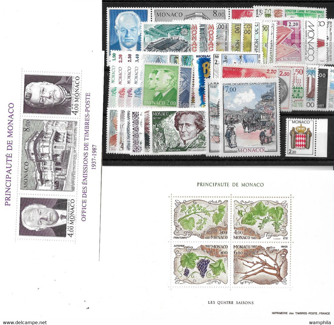 Monaco Année Complète 1987, 52 Timbres**/ Neufs Sans Charnière. Cote 132€. - Full Years