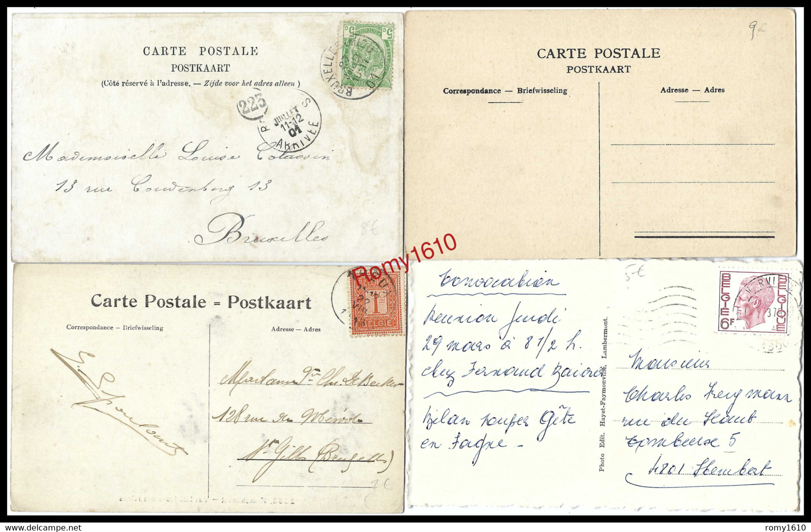 THEUX.   LOT DE 4 JOLIES CARTES ANCIENNES.  Scan Recto/verso. - Theux