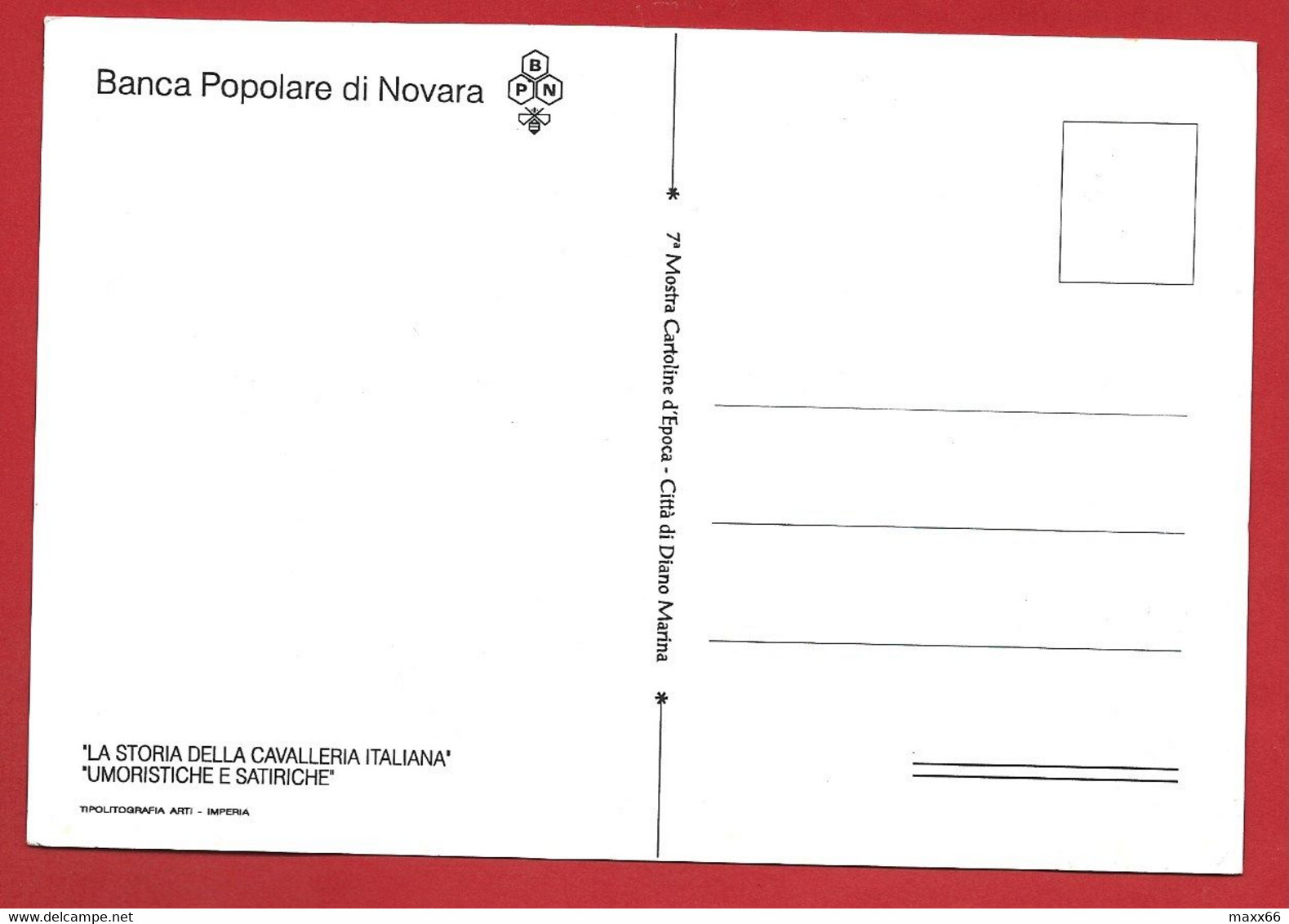 CARTOLINA NV ITALIA - 1994 DIANO MARINA - 7° Mostra Cartoline D'epoca - Banca Popolare Di Novara - 10 X 15 - Borse E Saloni Del Collezionismo