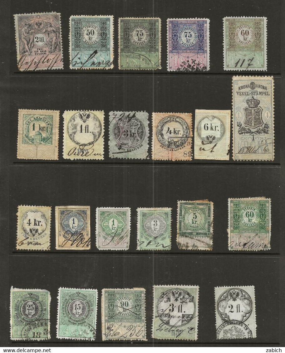 FISCAUX AUTRICHE 22 TIMBRES OBLITERES - Revenue Stamps