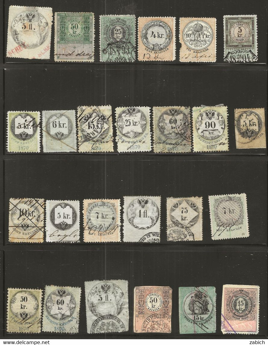 FISCAUX AUTRICHE 53 TIMBRES OBLITERES - Revenue Stamps