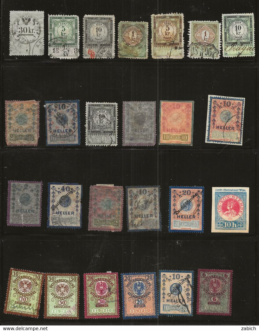 FISCAUX AUTRICHE 52 TIMBRES OBLITERES - Revenue Stamps