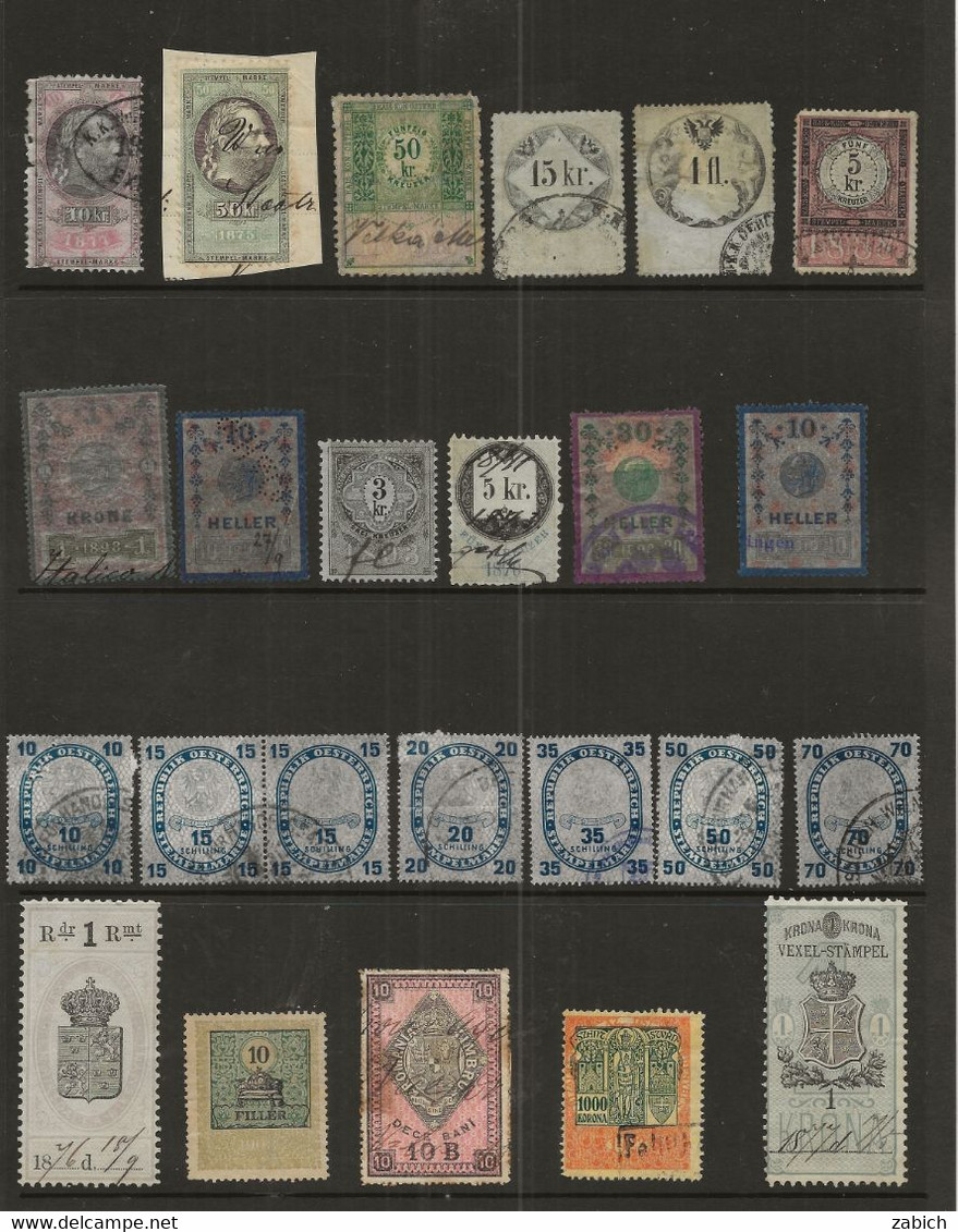 FISCAUX AUTRICHE 24 TIMBRES OBLITERES - Revenue Stamps