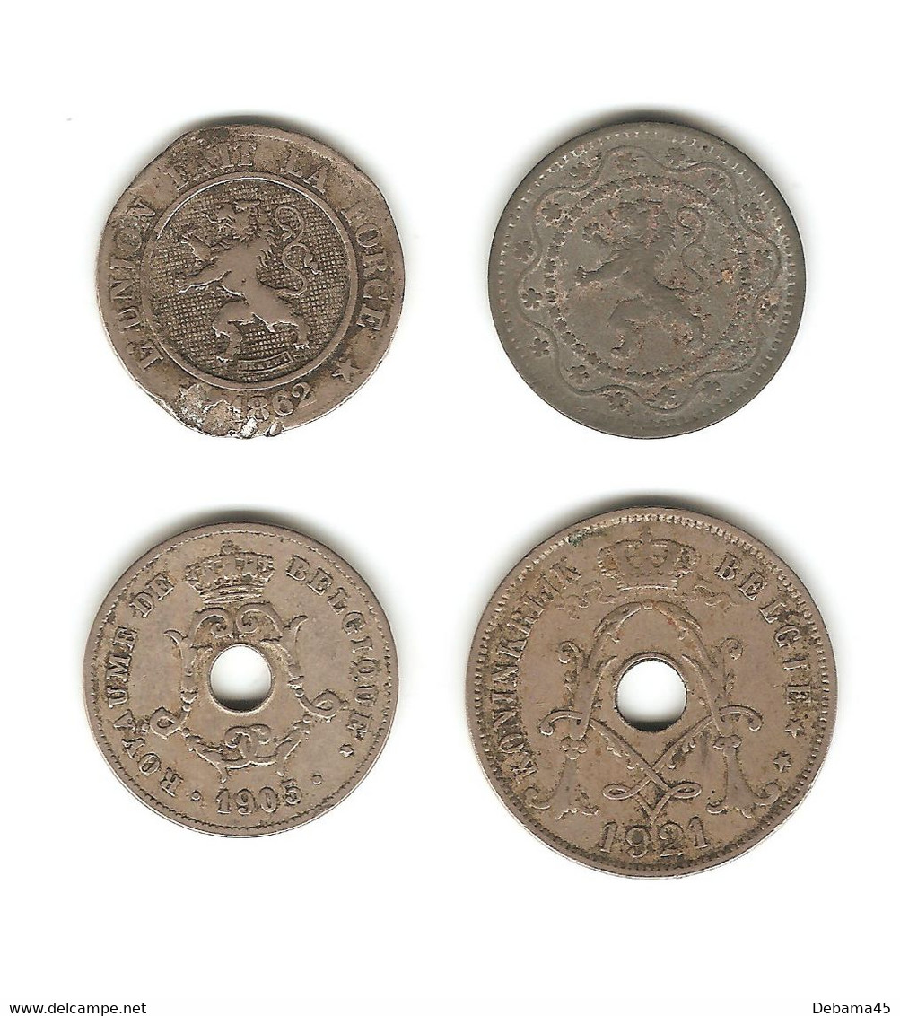 53/ Belgique : 10 Centimes 1862 - 10 Centimes 1916 - 10 Centimes 1905 - 25 Centimes 1921 - 10 Cents