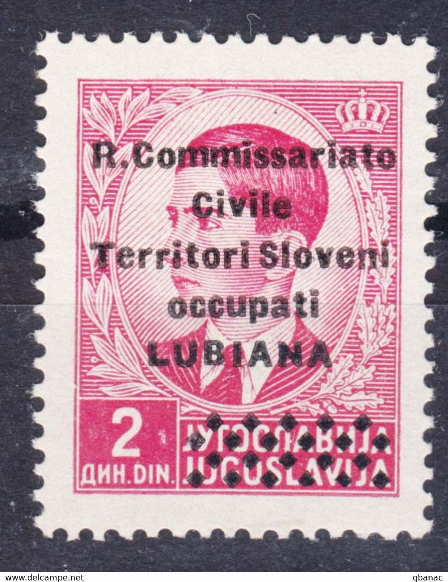Italy Occupation Of Slovenia - Lubiana, Co.Ci (Commissariato Civile) Overprint 1941 Sassone#22 Mint Hinged - Lubiana