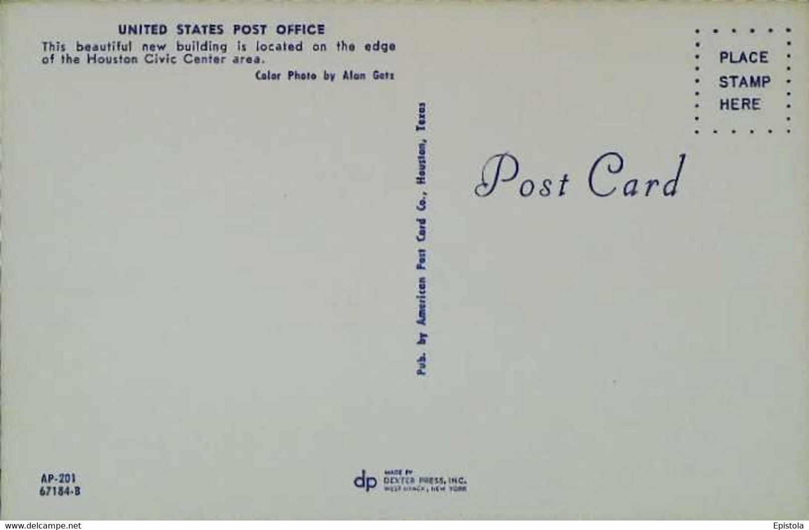 ►  UNITED STATES POST OFFICE Houston Texas -  1960s - Houston