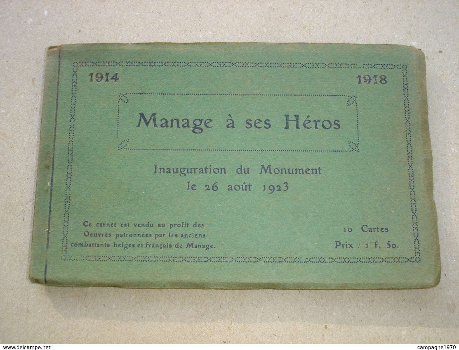 CARNET 10 CPA - MANAGE ( SENEFFE LA LOUVIERE ) - INAUGURATION MONUMENT WW1 - 26 AOUT 1923 ( COMPLET ) - Manage