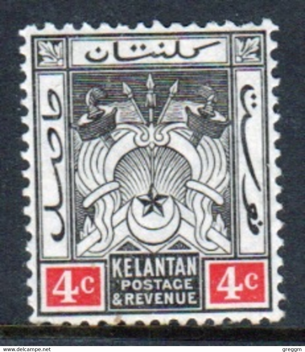 Malaya Kelantan 1911 Four Cent Black And Red Mounted Mint Stamp. - Kelantan