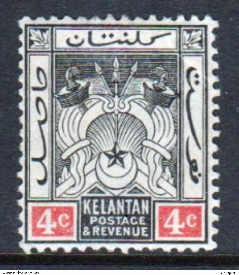 Malaya Kelantan 1911 Four Cent Black And Red Mounted Mint Stamp. - Kelantan