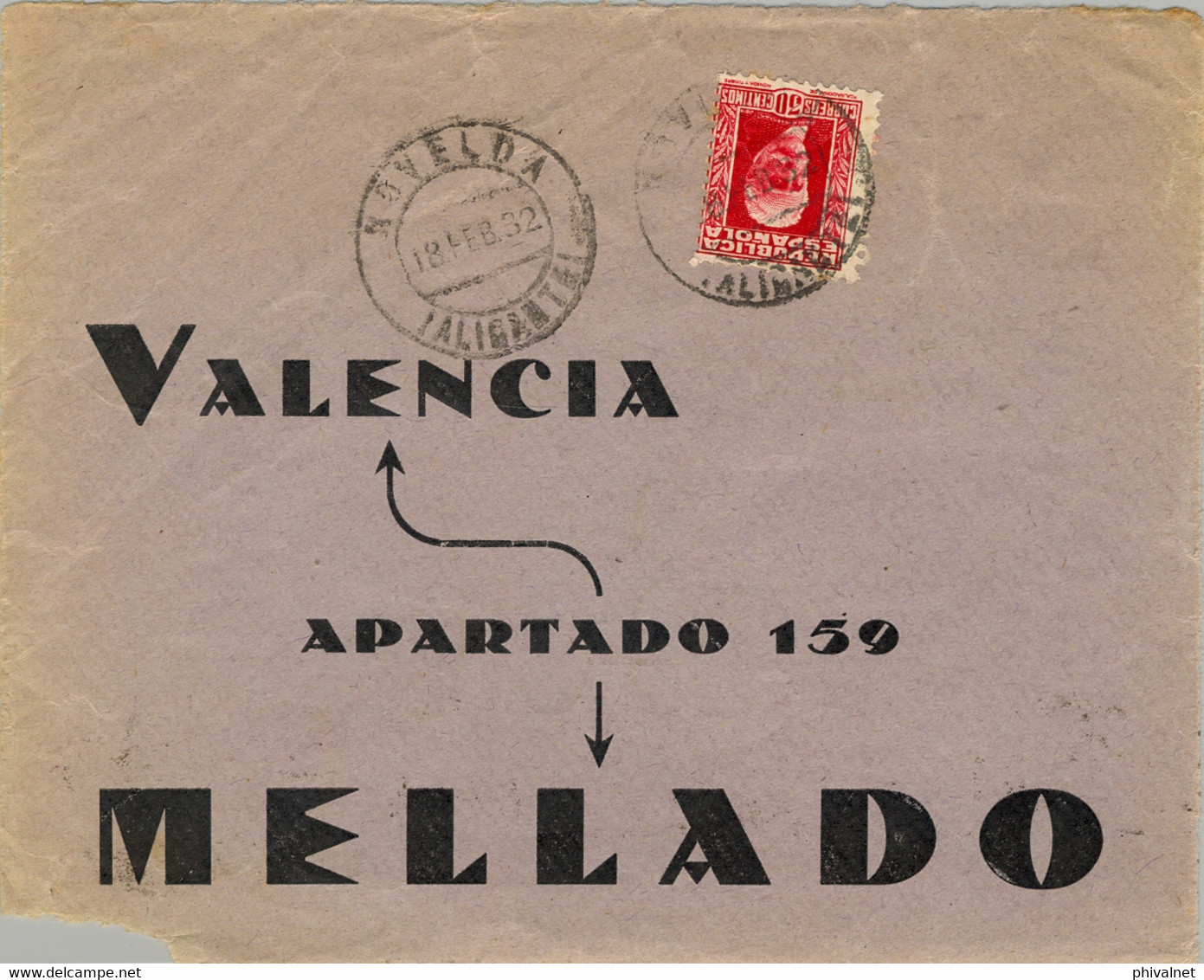 1932 , ALICANTE , FRONTAL CIRCULADO DESDE NOVELDA - Covers & Documents