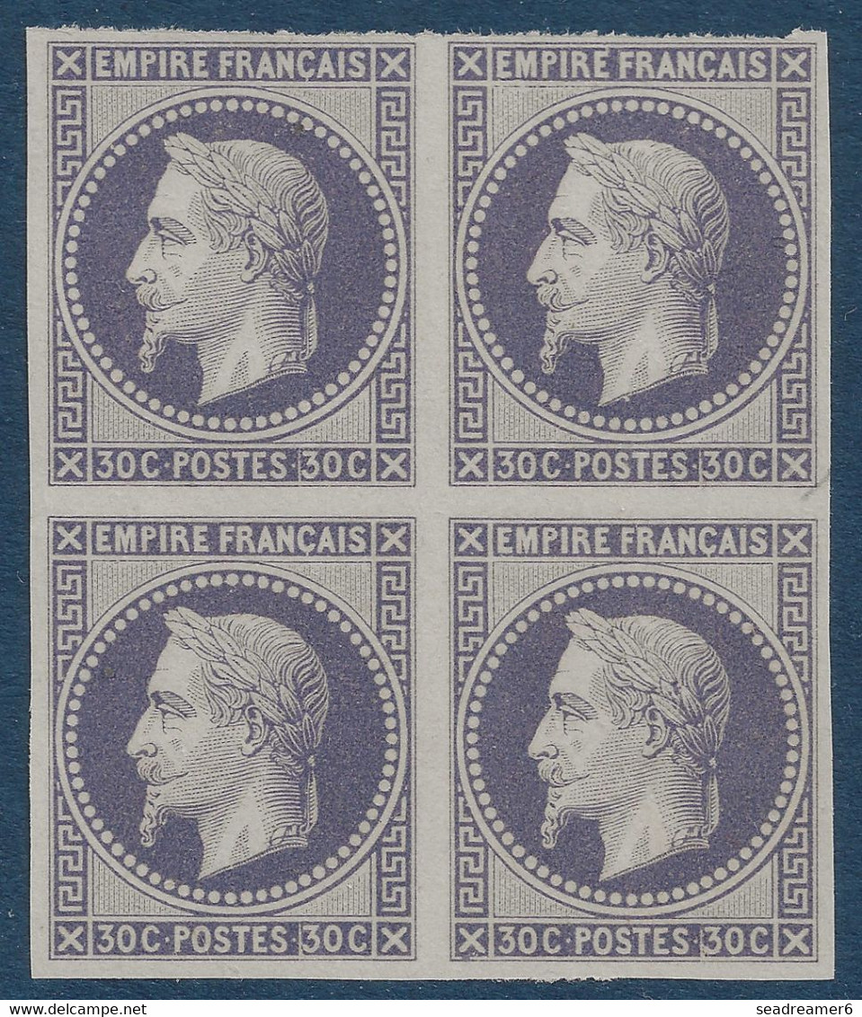 France Napoléon Lauré Bloc De 4 ! 1862/70 Type I Essai 30c Violet Sans Gomme Sur Papier Normal TTB - Autres & Non Classés