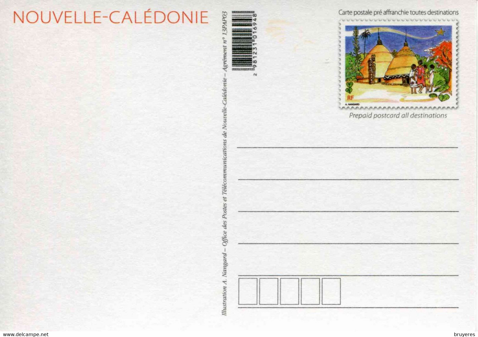 ENTIER POSTAL De 2013 De NOUVELLE-CALEDONIE Sur CP Avec Timbre Et Illust. "CASES Et FLAMBOYANT" - Entiers Postaux