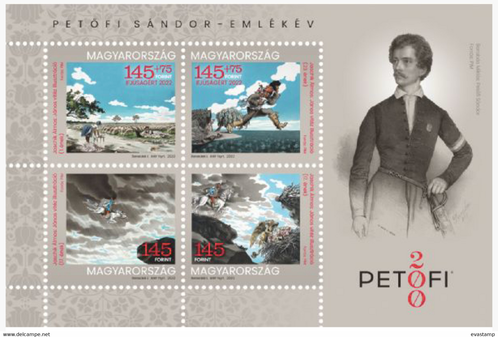 HUNGARY - 2022.  Minisheet  - For Youth-  Sándor Petőfi Memorial Year / Illustrations From John The Hero  MNH!!! - Neufs