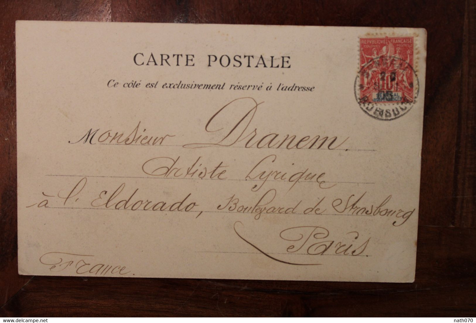 1905 Rufisque Senegal France Cover CPA Adressée à Mr DRANEM Chanteur Artiste Lyrique Eldorado Paris - Briefe U. Dokumente