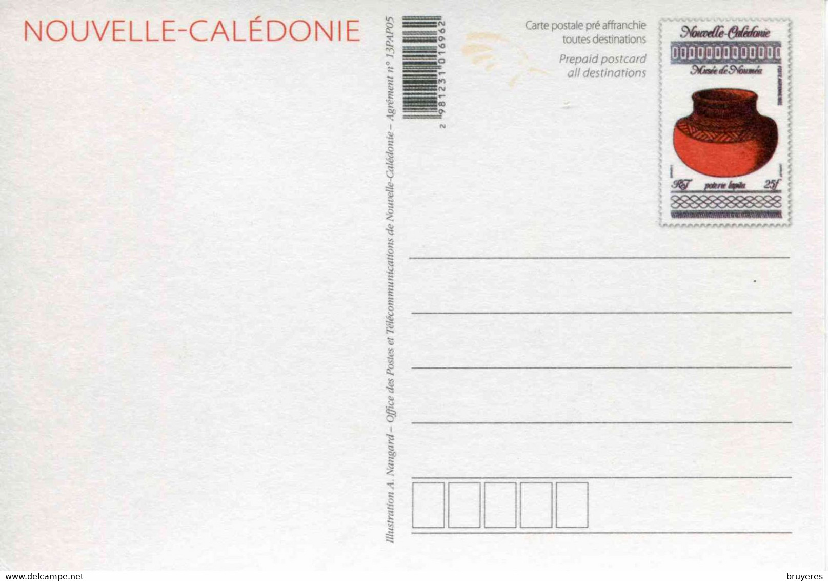 ENTIER POSTAL De 2013 De NOUVELLE-CALEDONIE Sur CP Avec Timbre Et Illust. "CASES Et LAPITA" - Postwaardestukken