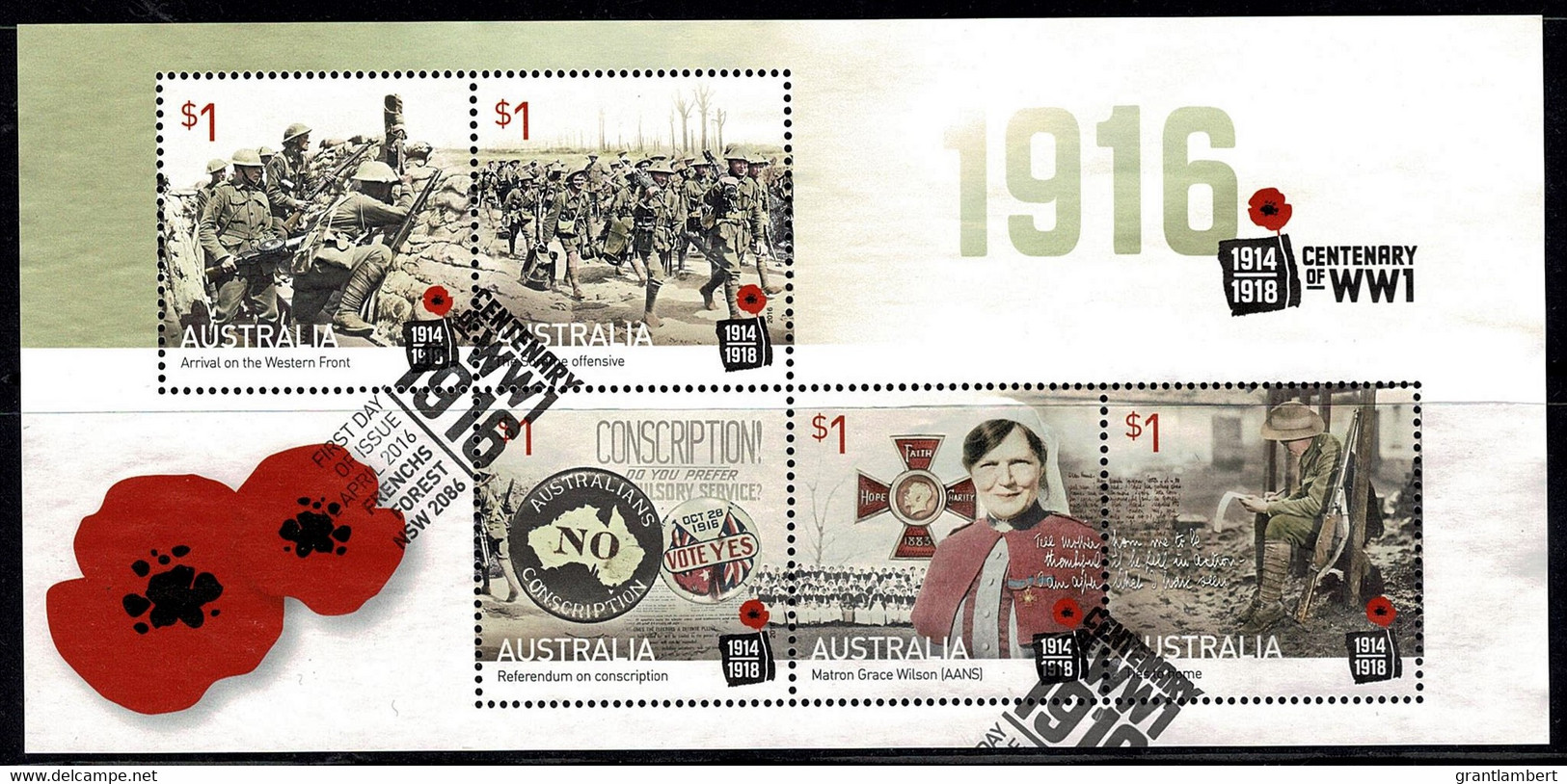 Australia 2016 Centenary Of World War I Minisheet Used - Used Stamps